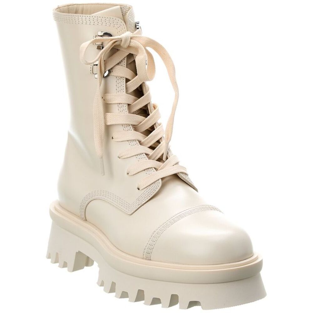 Ferragamo Kira Leather Boot, White